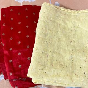 Yellow Kurta With Red Pant Set