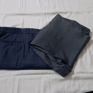 Men's Formal Trousers| Navy Blue and Grey Combo