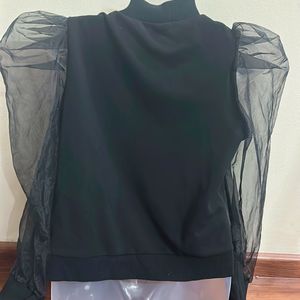 Exaggerated Puff Organza Sleeve Jacket