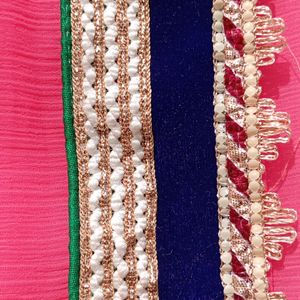 Rose pink colour heavy work saree with 32" blouse