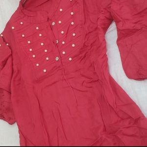 Short Red Kurti , Size - Xs to L