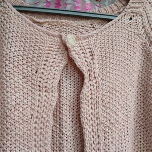 Beige Chunky Cardigan Sweater