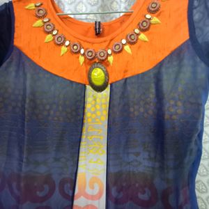 Blue & Orange New Unused Kurta