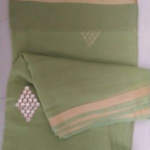 Green Saree (No Blouse)