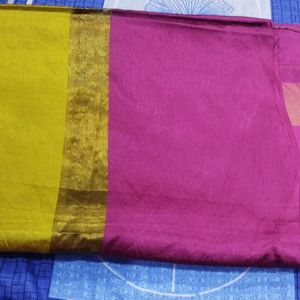 Pink Border Saree With Blouse