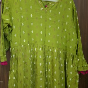 Lime Green Kurti With Freebies