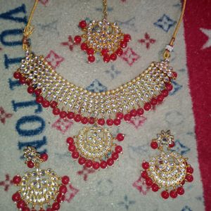 Alloy Gold Plated Red Jewellery Set