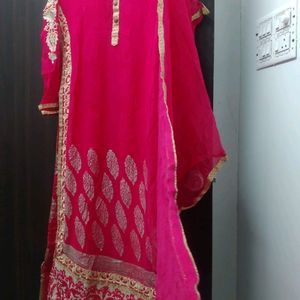 Long Party Wear Straight Suit With Leggings Dupta