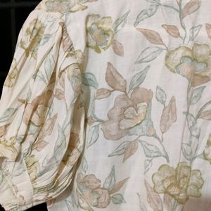 Cream Floral Top For Women