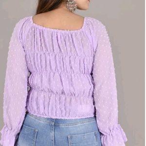 Casual Lavender Colour Puff Sleeve Top🌸