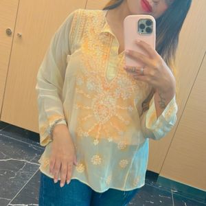 Beautiful Chikankari Work Short Kurti