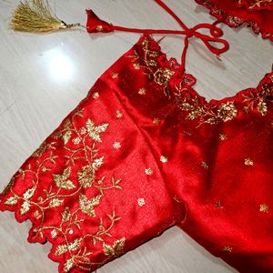 Red Flower Work Blouse