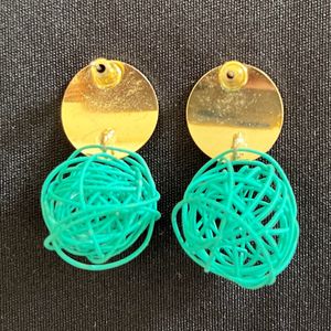 Sea Green Wired Design Earrings