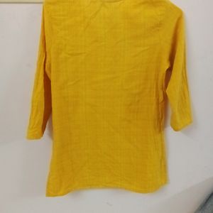 Max Yellow Tunic Short Kurta With 3/4 Sleeve