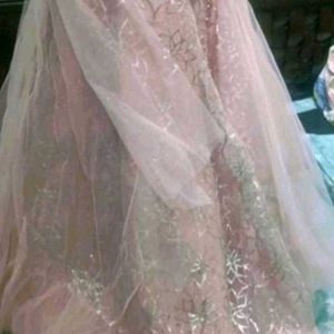 Baby Pink Colour Lehnga With Attached Net Sleeves