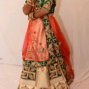 Embroidery Georgette White Wedding Lehenga Choli..