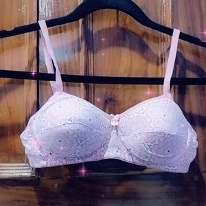 PINK & WHITE FLORAL PRINT BRA WITH STAIN