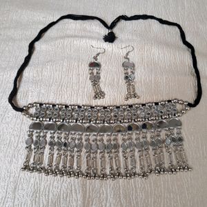 Beautiful Oxidized Mirror Necklace Set