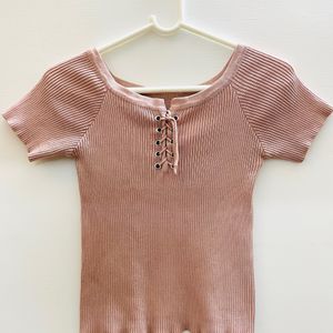 Round Neck Top In Blush Pink