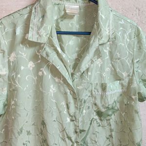 Women's Stylish Shirt Top Sleepwear Green