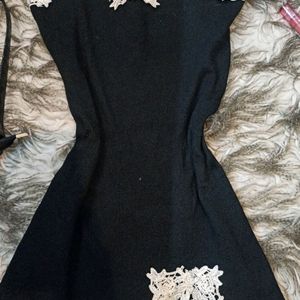 Black Bodycon Lace Dress With Slit