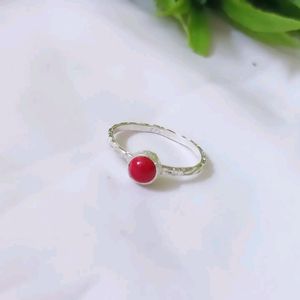 Original silver With Coral Stone Ring