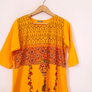 Mustard Printed Kurta (Women's)