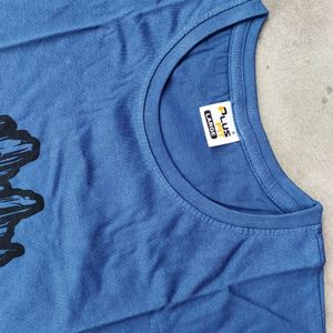 Brand New Blue Cotton Printed T-shirt