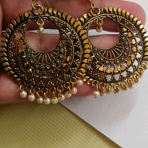 Peacock Like Earring And Round Shape Earrings