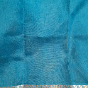 Beige and Greenish Blue Saree with Blouse