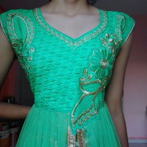 Detailing Green Net Dress