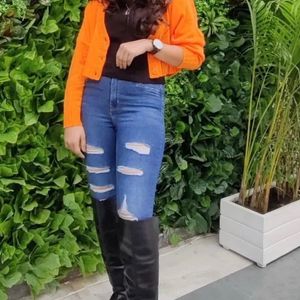 H&M Orange Knitted Cardigan