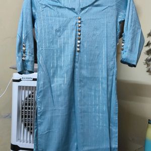 Blue Lined Straight Kurta