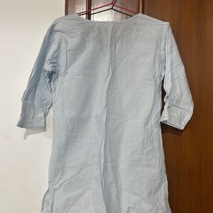 lucknowi chikankari blue kurti