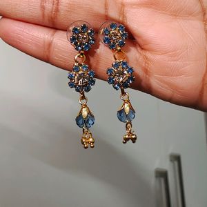 Blue Crystal Dangling Earrings