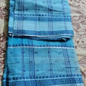 Beautiful Cotton Blue Colour Tant Saree