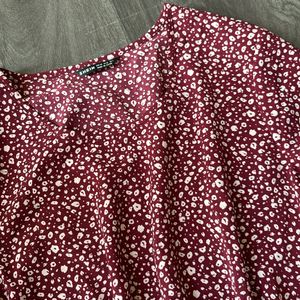 Red Ditsy Floral Dress