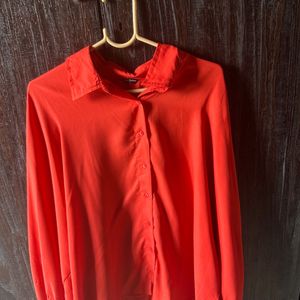 Trendy Red Blouson Top