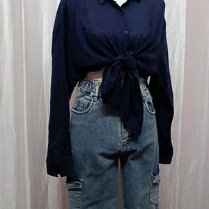 Oversized Navy Blue Cotton Shirt💙