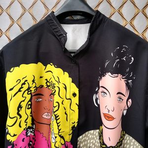 New Premium Satin Black Women Print Art Shirt