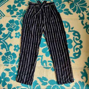 Navy Blue Striped Trousers