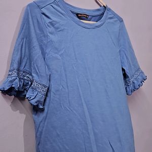 Frilled Pure Cotton Sleeves Top