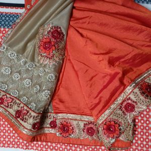 Festive Wear Orange 🧡 Saree