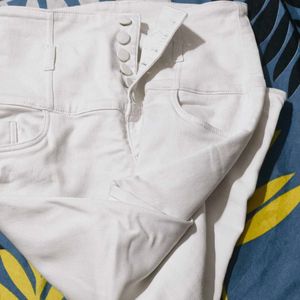 High Waist White Jeans For Sale - 32-34 Wais