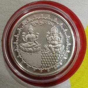 Laxmi Ganpati Silver Plated Coin