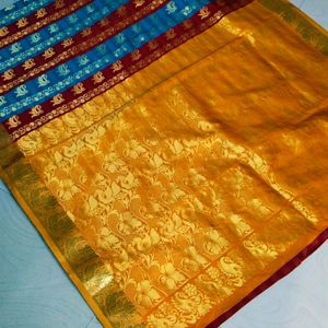 Multi Colour Pure Kanjeevaram Silk Saree