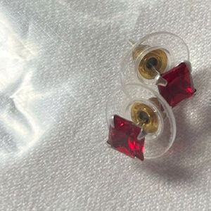 Pure Silver Cherry Red Studs