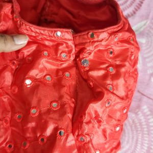 Red Party Wear Blouse With Unstitched Sleeves