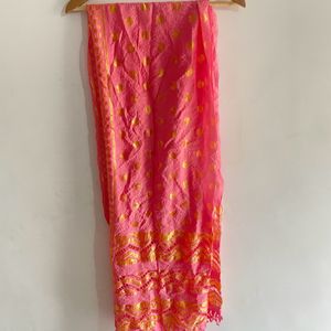 Peach Kurta Set With Dupatta