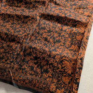 Black And Orange Printed Silk